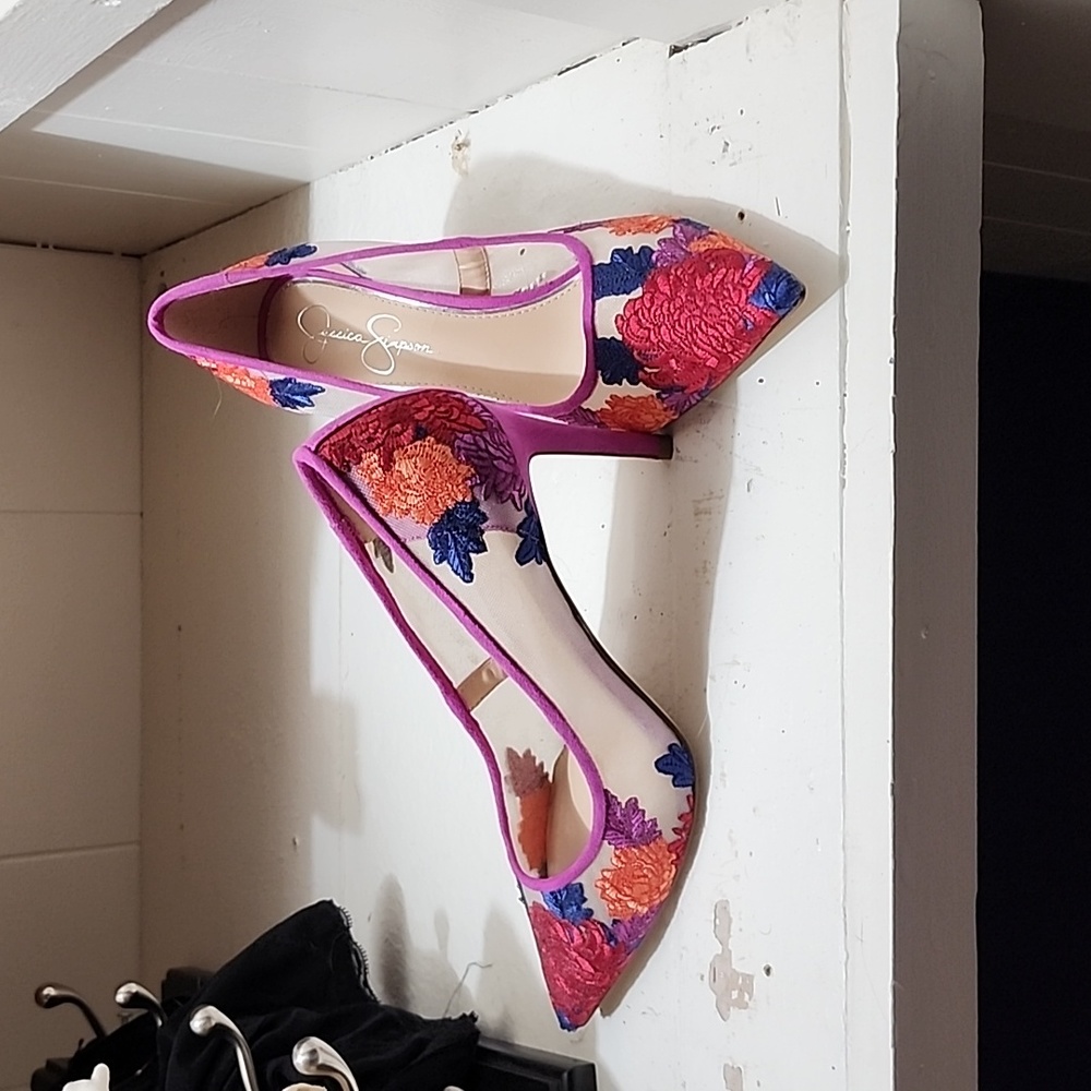 Jessica Simpson floral heels